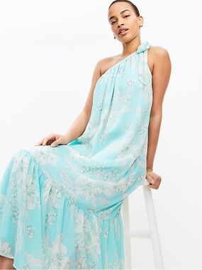 Garden Tie One Shoulder Flounce Midi Dress 👗 Worn once